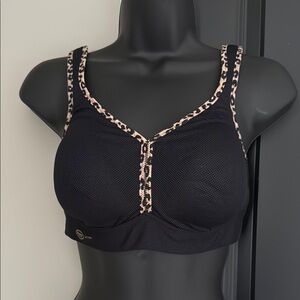 Anita Black Leopard Trim Sports Bra